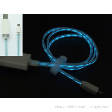 EL Visible current chasing flowing Lighting Micro USB 2.0 Data Sync Charger Charging Cable